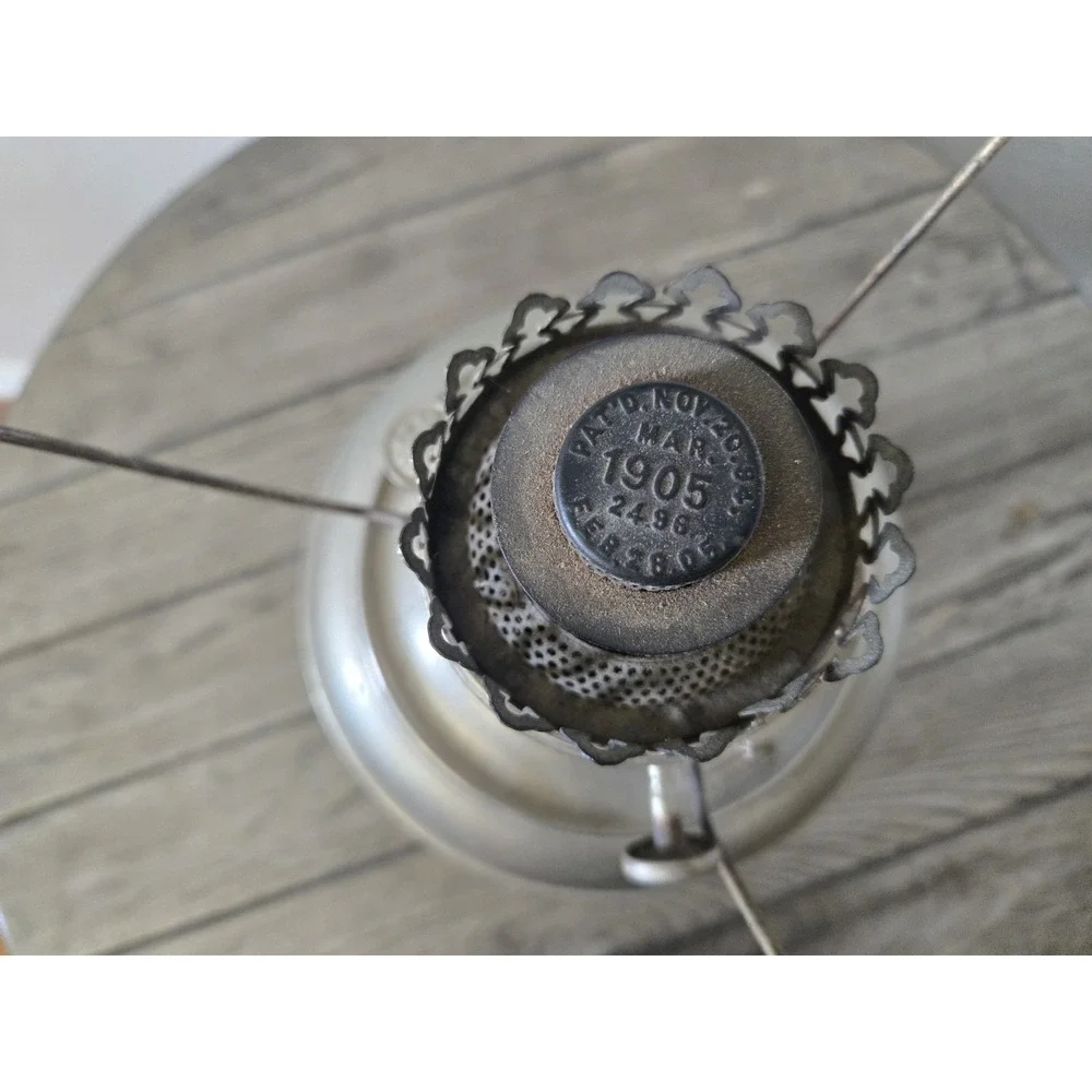 Antique 1900's Nickel Plated Oil Table Lamp Base Only